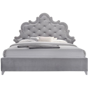 Meridian Furniture Sophie Grey Velvet Queen Bed-Minimal & Modern