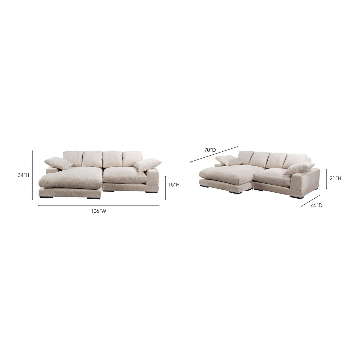 Moe's Home Collection Plunge Sectional Cappuccino - TN-1004-14