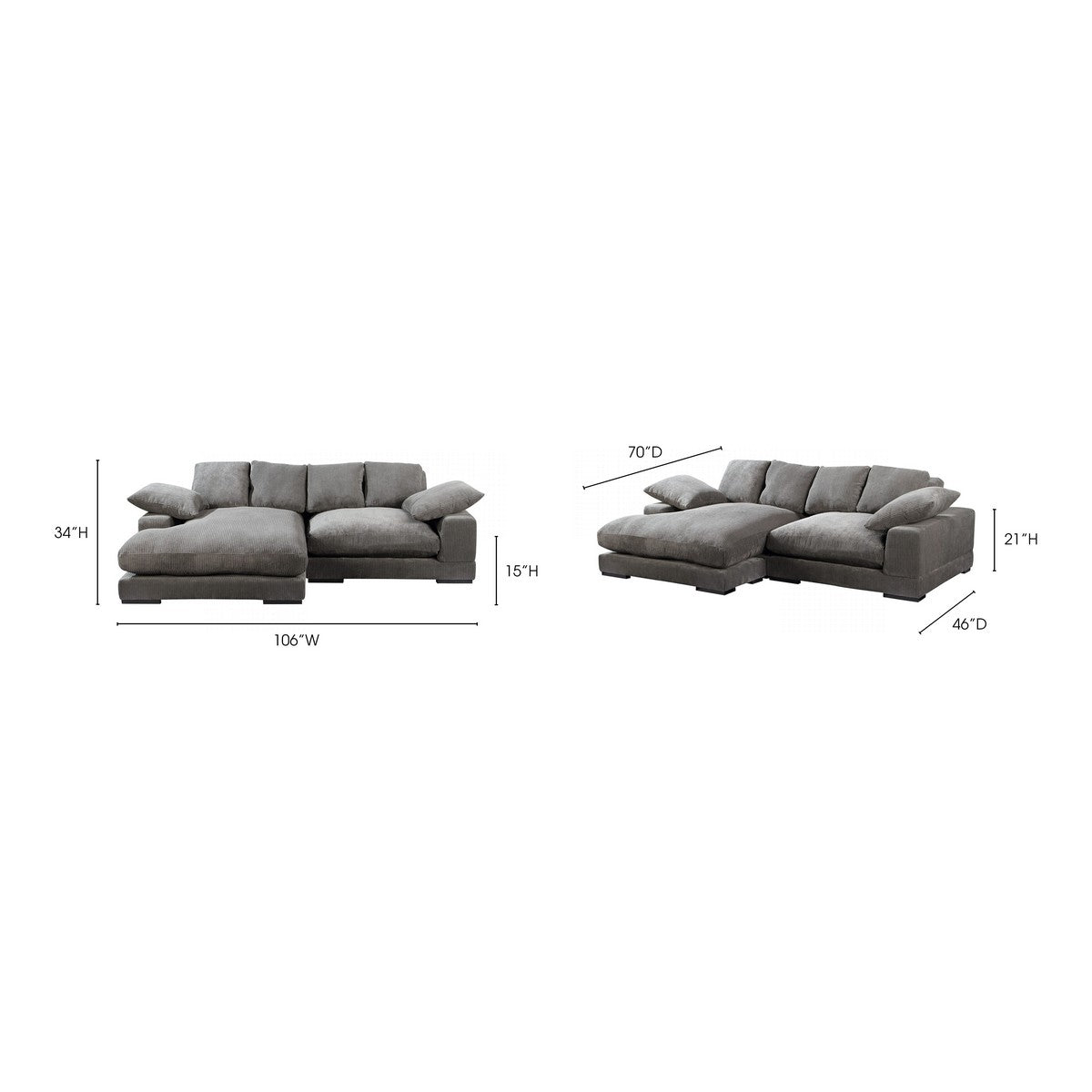 Moe's Home Collection Plunge Sectional Charcoal - TN-1004-25