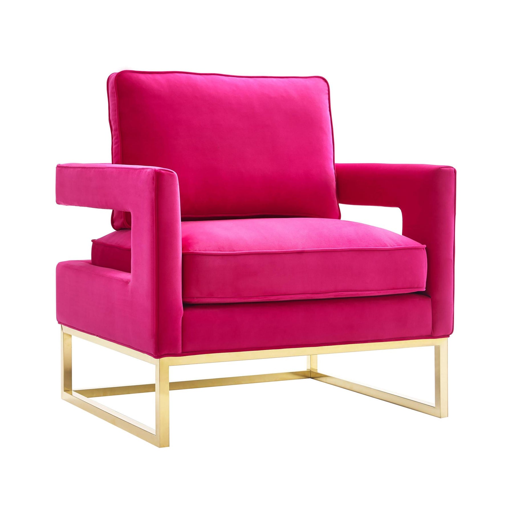 TOV Furniture Modern Avery Pink Velvet Chair With Polished Gold Base - TOV-A120