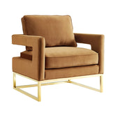 TOV Furniture Modern Avery Cognac Velvet Chair With Polished Gold Base - TOV-A128