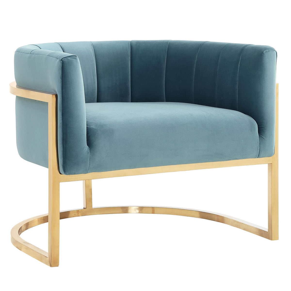TOV Furniture Modern Magnolia Sea Blue Chair with Gold Base - TOV-A144