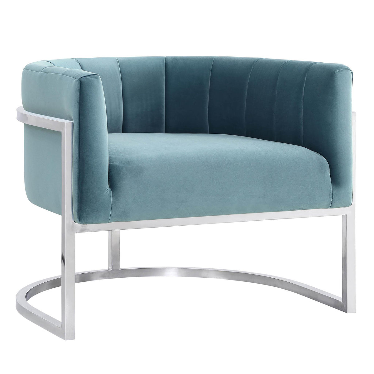 TOV Furniture Modern Magnolia Sea Blue Chair with Silver Base - TOV-A147