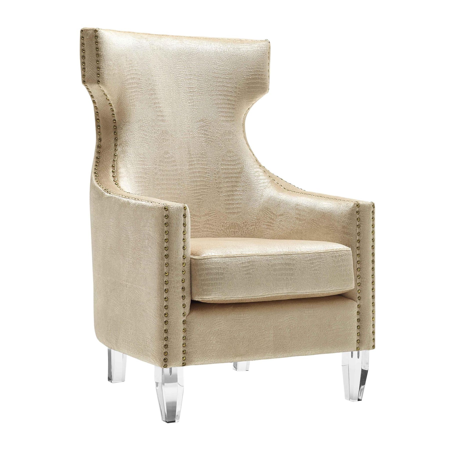 TOV Furniture Modern Gramercy Gold Croc Velvet Wing Chair - TOV-A76