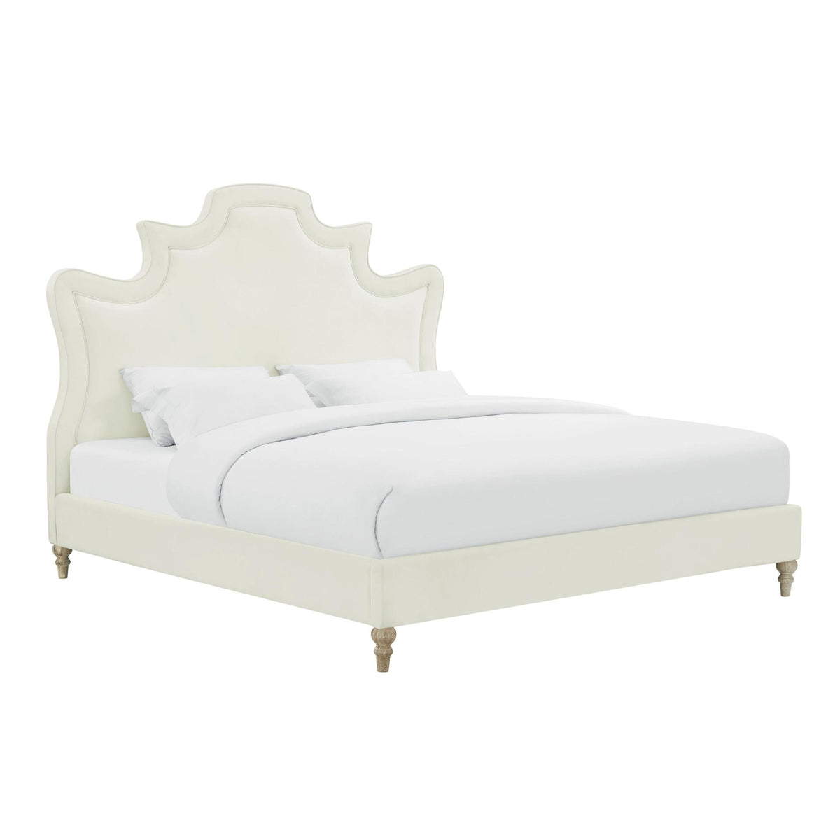 TOV Furniture Modern Serenity Cream Velvet Bed in King - TOV-B104