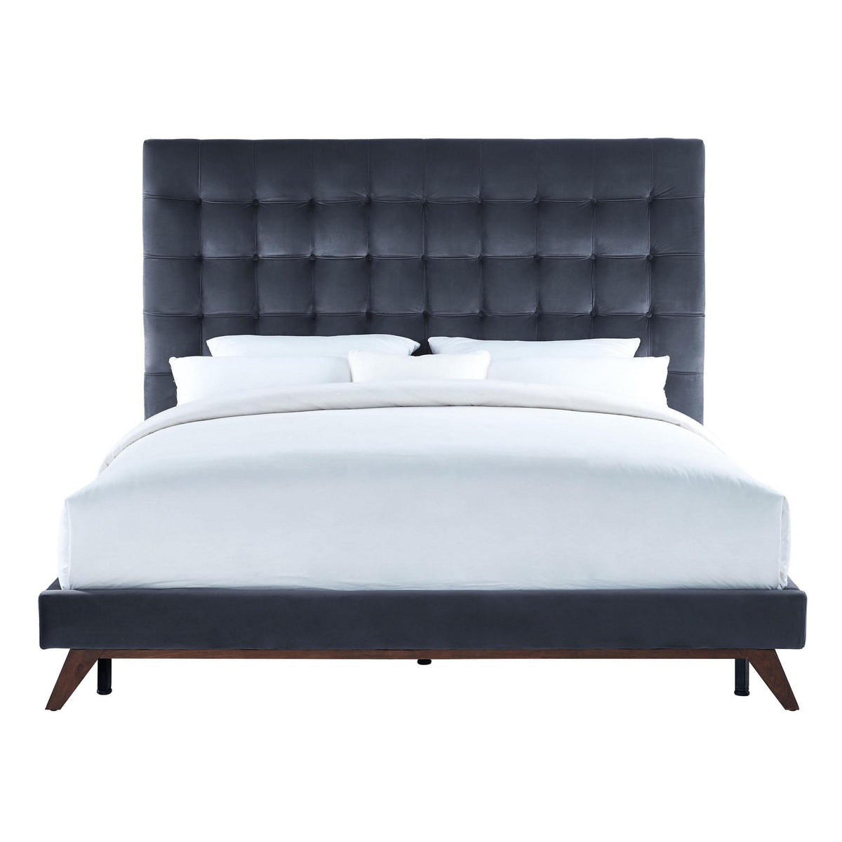 TOV Furniture Modern Eden Grey Velvet Bed in King - TOV-B28