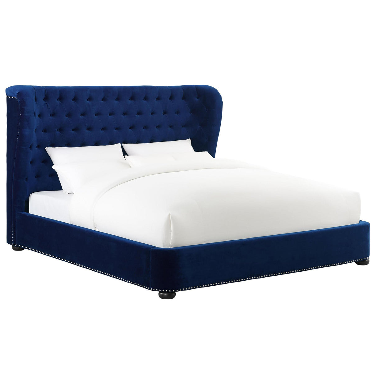 TOV Furniture Modern Finley Blue Velvet Bed in King Size - TOV-B31
