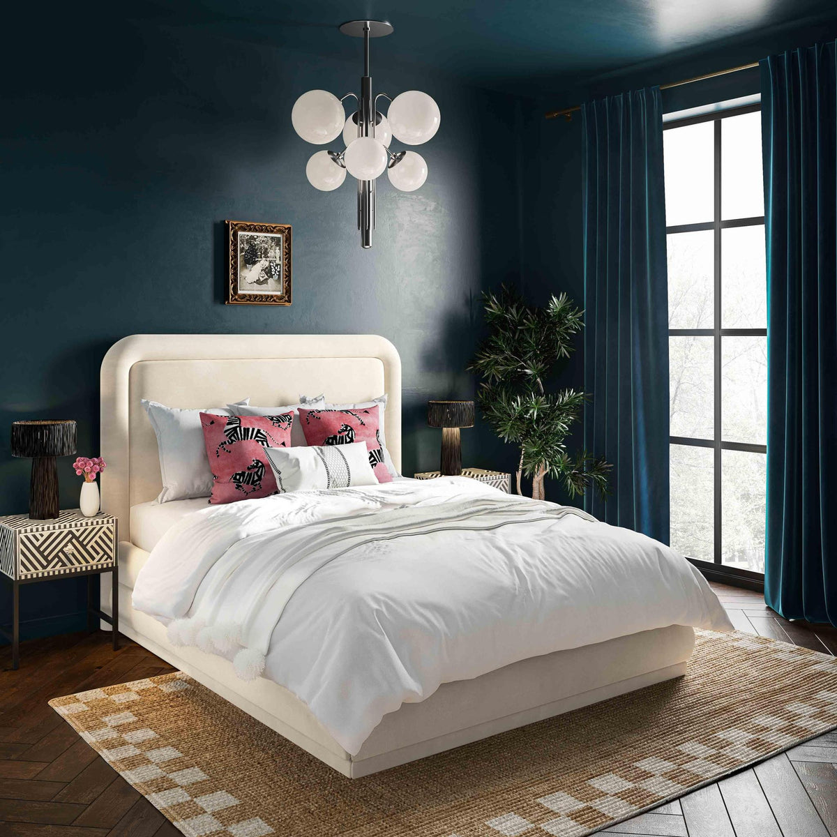 TOV Furniture Modern Briella Cream Velvet Bed in King - TOV-B44210