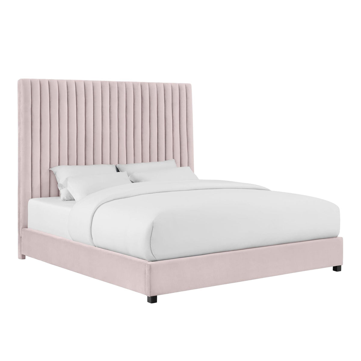 TOV Furniture Modern Arabelle Blush Velvet Bed in Queen - TOV-B6177
