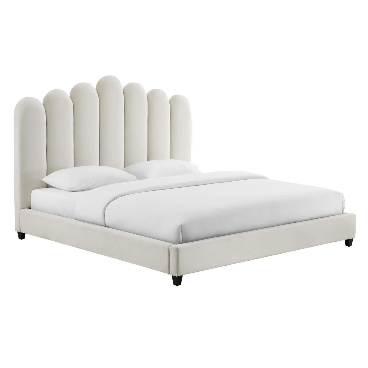 TOV Furniture Modern Celine Cream Velvet Bed in Queen - TOV-B6310