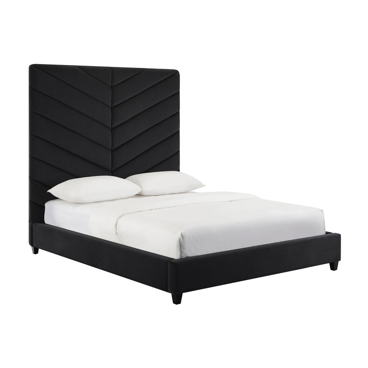 TOV Furniture Modern Javan Black Velvet Bed in Queen - TOV-B6323