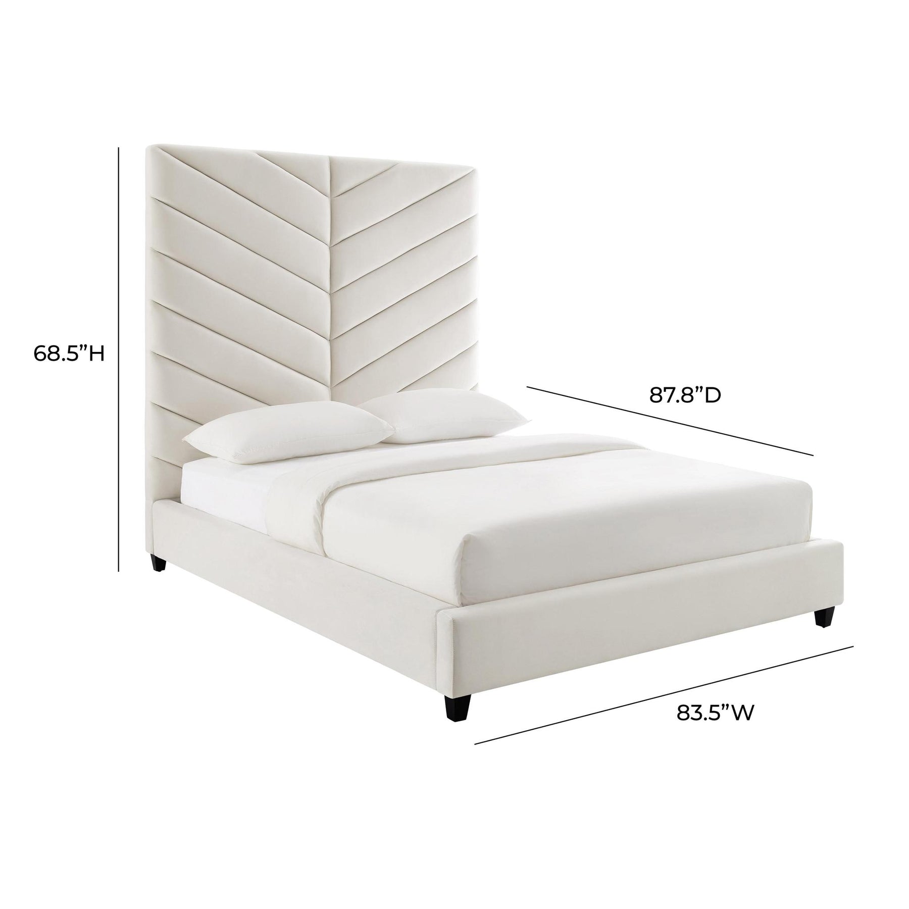 TOV Furniture Modern Javan Cream Velvet Bed in King - TOV-B6324