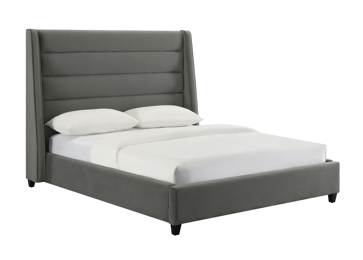 TOV Furniture Modern Koah Grey Velvet Bed in King TOV-B6329
