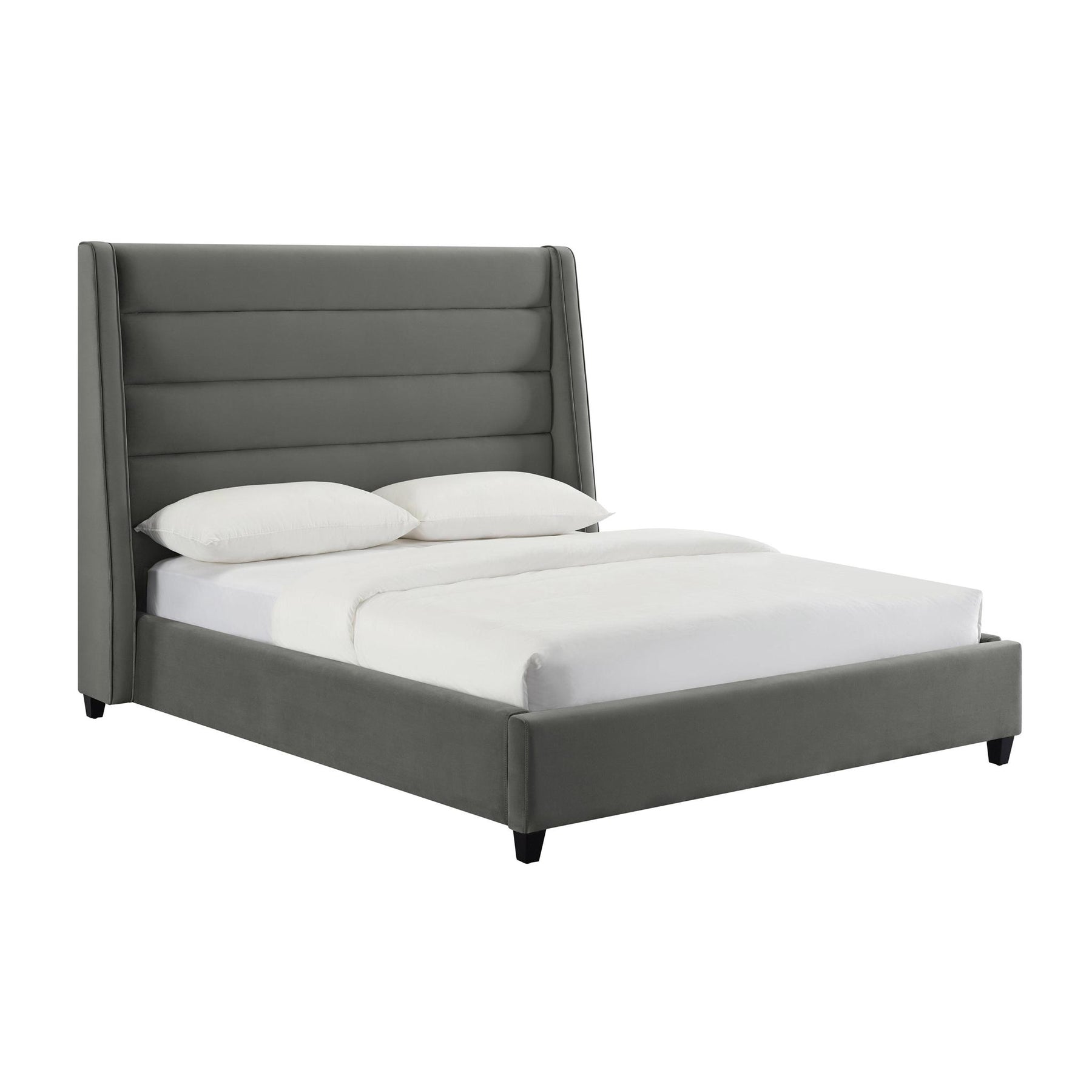 TOV Furniture Modern Koah Grey Velvet Bed in Queen - TOV-B6330