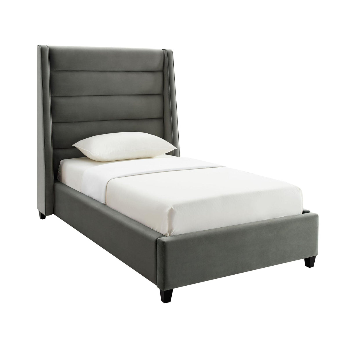 TOV Furniture Modern Koah Grey Velvet Bed in Twin - TOV-B6331