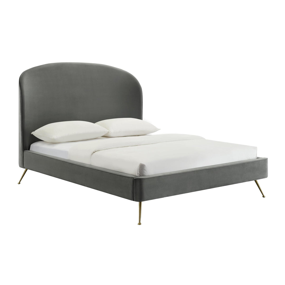 TOV Furniture Modern Vivi Grey Velvet Bed in Queen - TOV-B6343