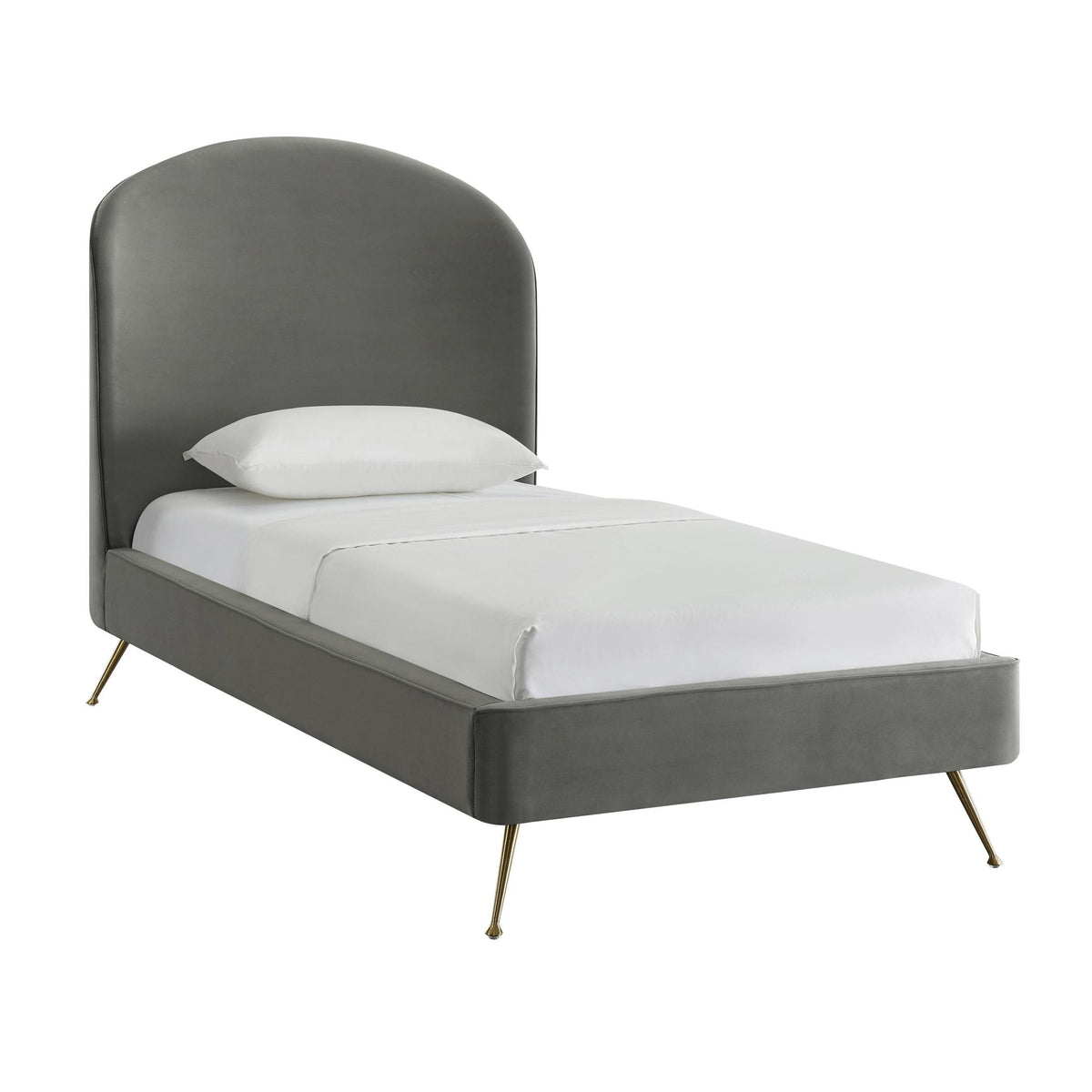 TOV Furniture Modern Vivi Grey Velvet Bed in Twin - TOV-B6344