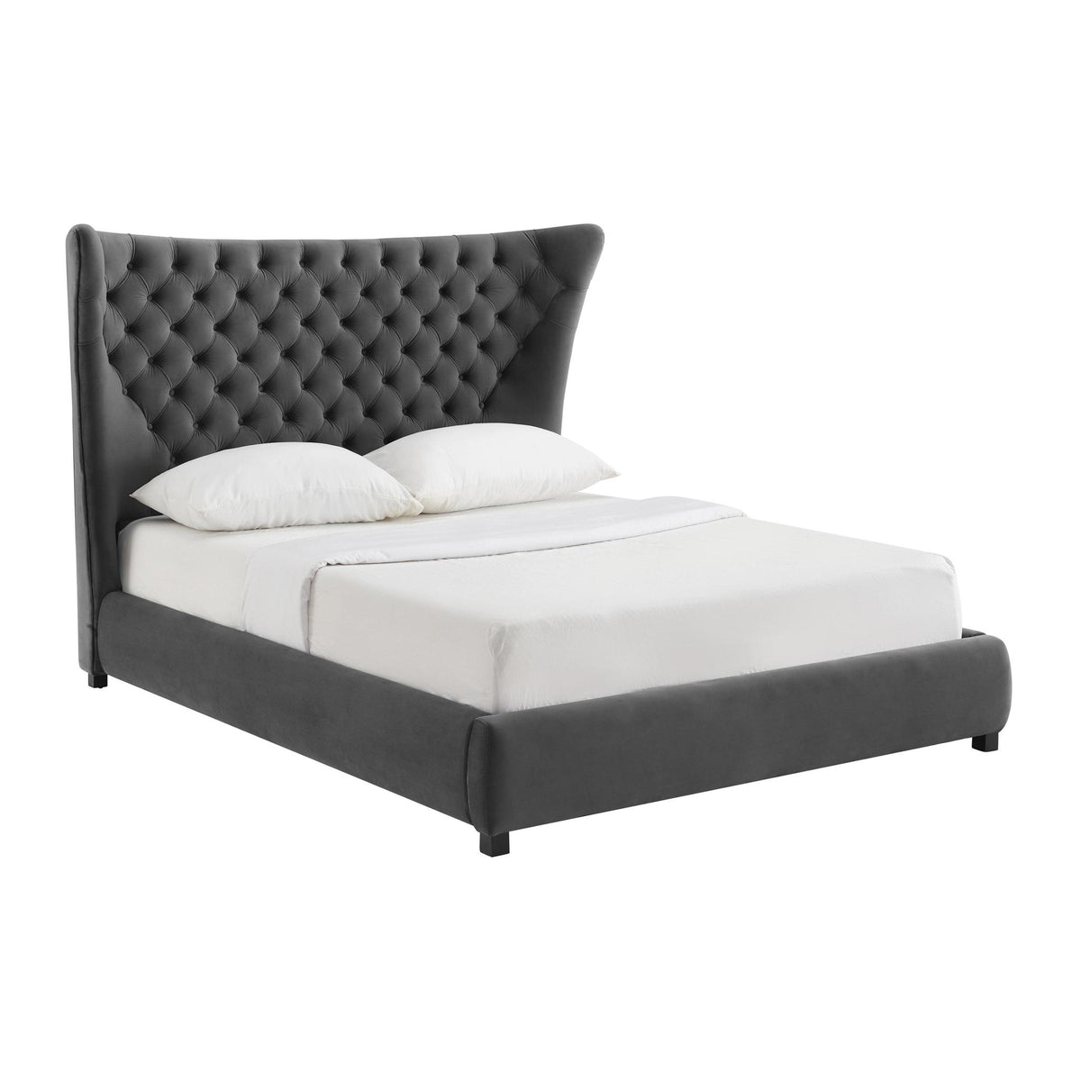 TOV Furniture Modern Sassy Grey Velvet King Bed - TOV-B6417