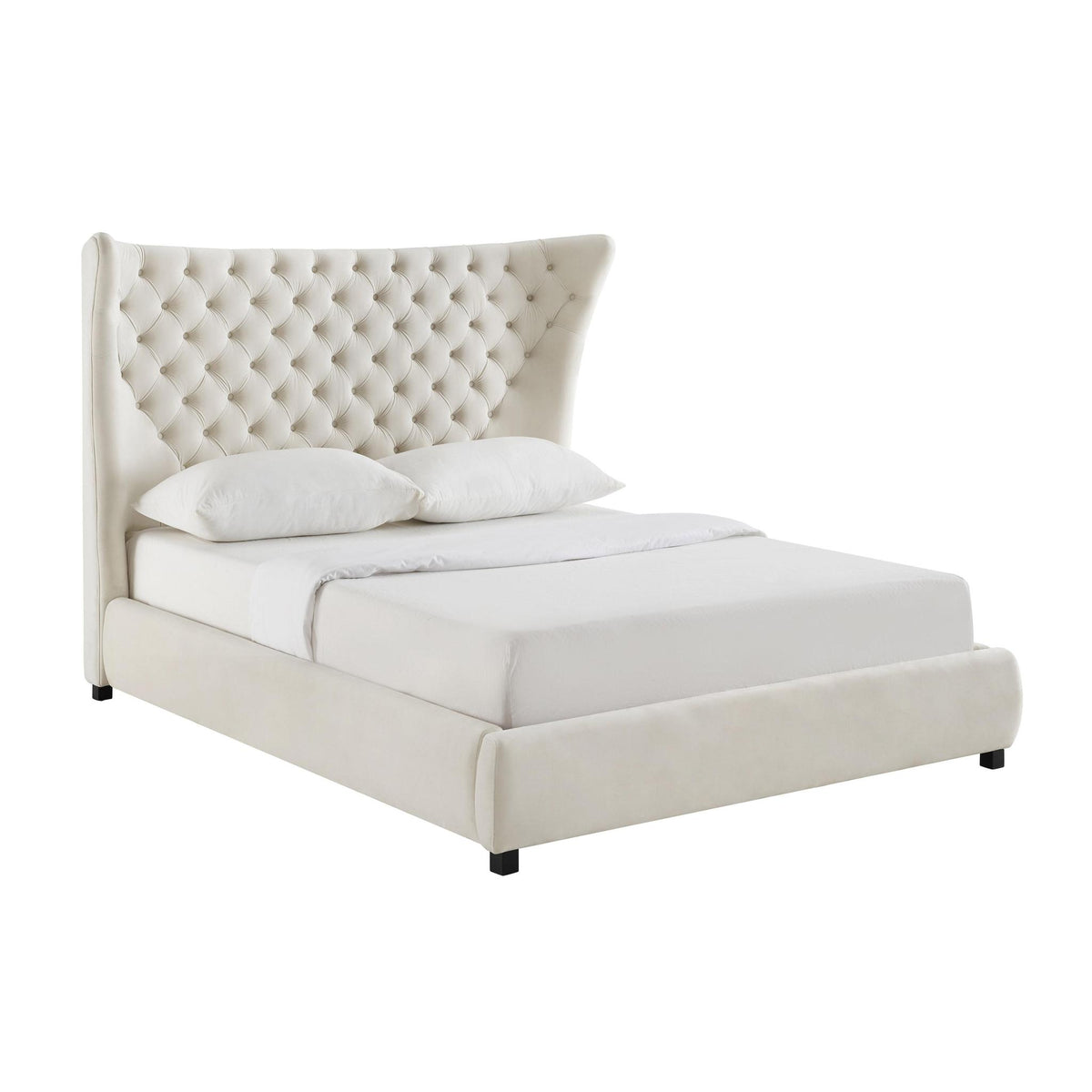 TOV Furniture Modern Sassy Cream Velvet Queen Bed - TOV-B6418