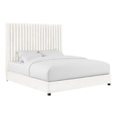 TOV Furniture Modern Arabelle White Velvet Bed in King - TOV-B68250