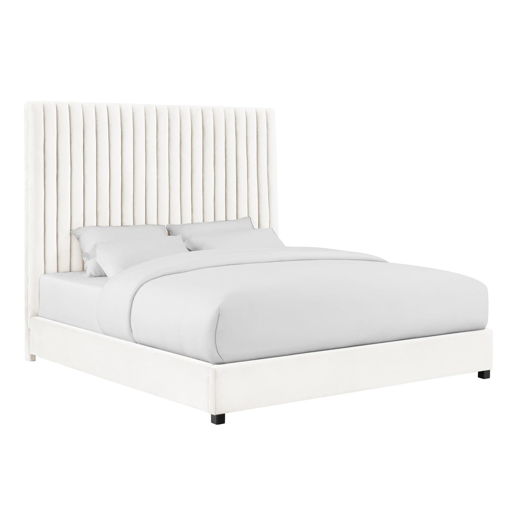TOV Furniture Modern Arabelle White Velvet Bed in King - TOV-B68250