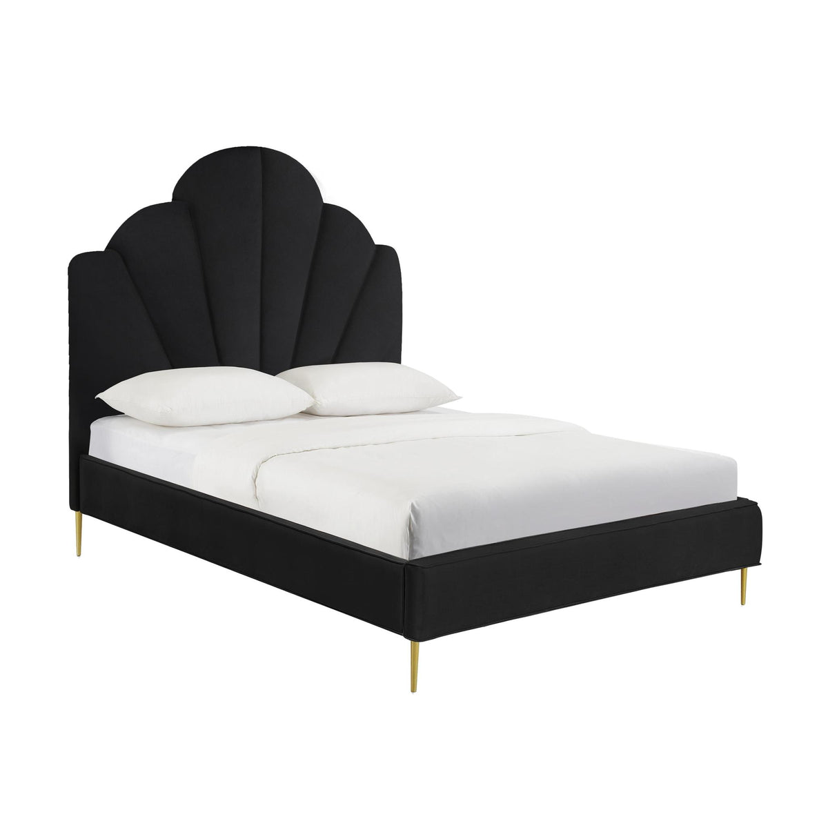 TOV Furniture Modern Bianca Black Velvet Bed in Queen - TOV-B68359