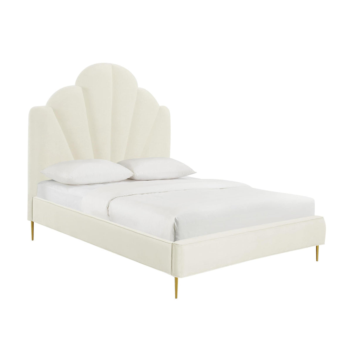 TOV Furniture Modern Bianca Cream Velvet Bed in Queen - TOV-B68361