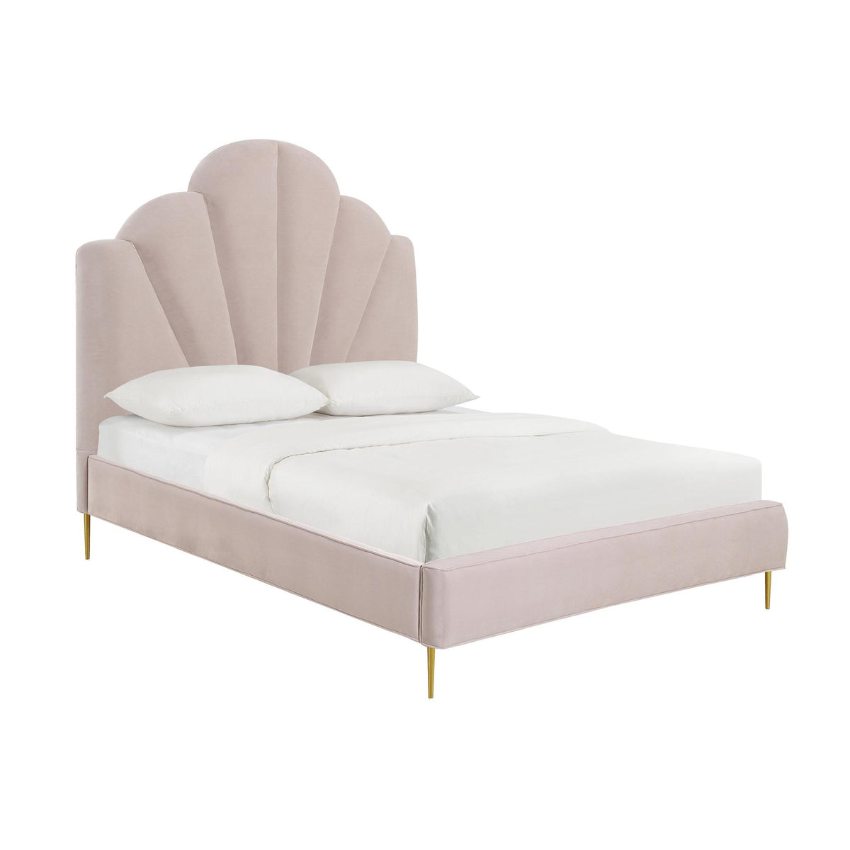 TOV Furniture Modern Bianca Blush Velvet Bed in Full - TOV-B68364