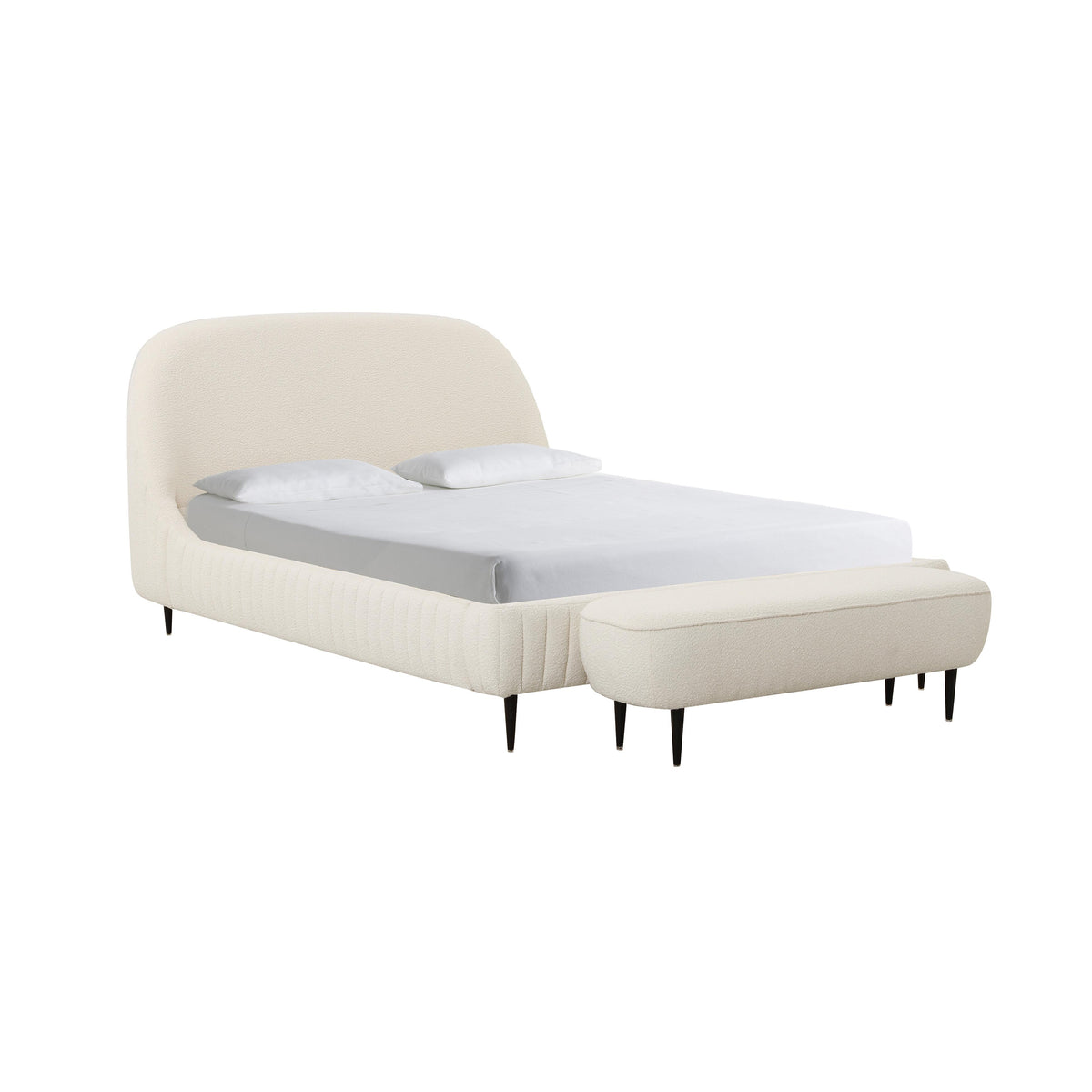 TOV Furniture Modern Denise Cream Boucle Bed in Queen - TOV-B68690