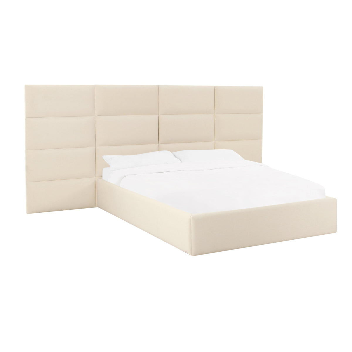 TOV Furniture Modern Eliana Cream Velvet King Bed with Wings - TOV-B68724-WINGS