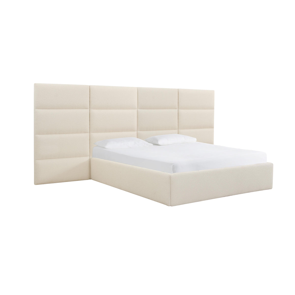 TOV Furniture Modern Eliana Cream Boucle King Bed with Wings - TOV-B68730-WINGS