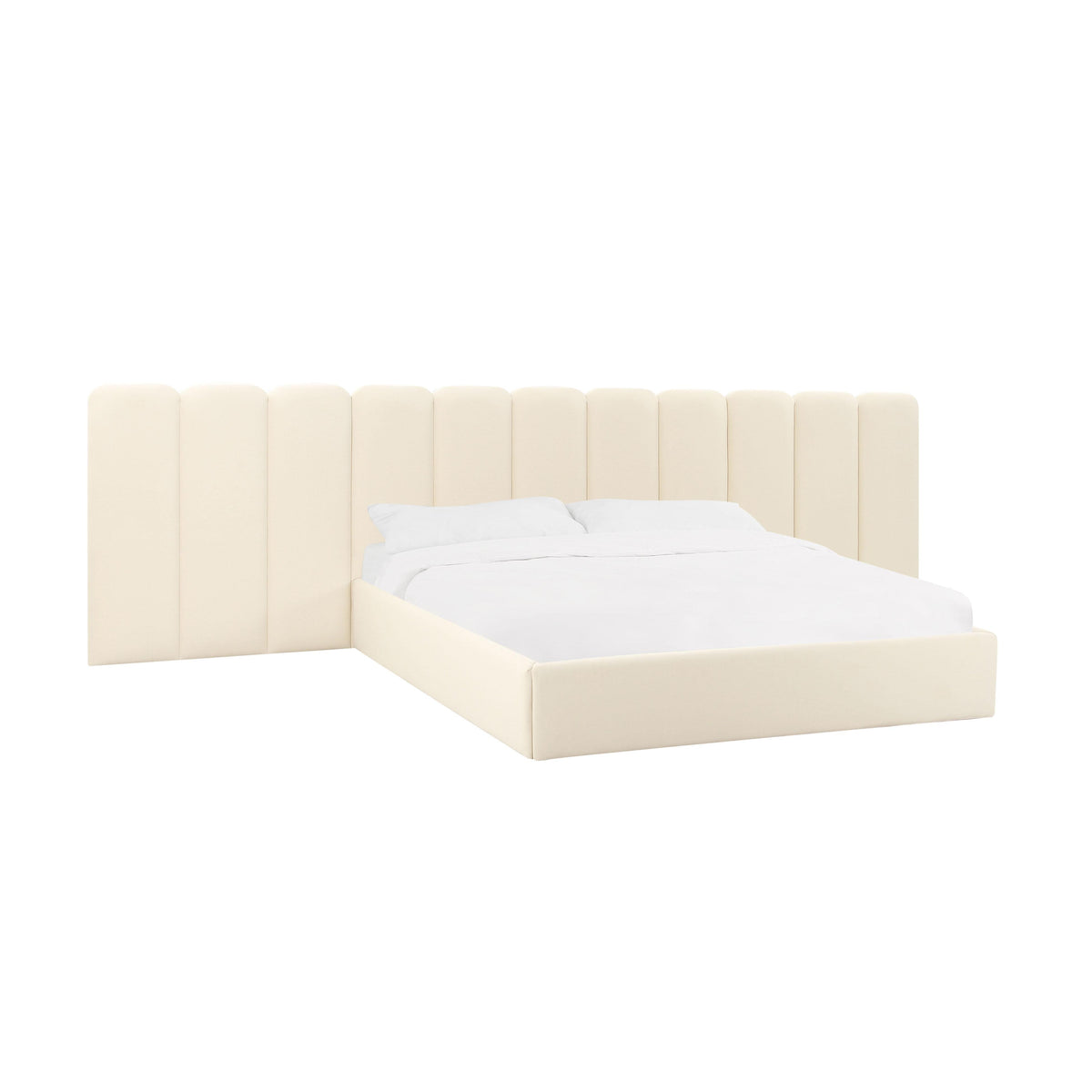 TOV Furniture Modern Palani Cream Velvet King Bed with Wings - TOV-B68740-WINGS