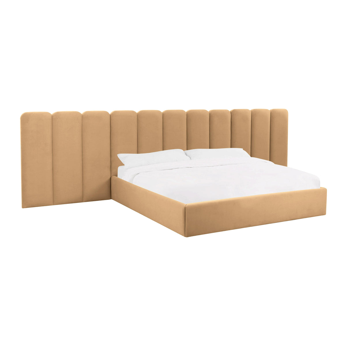 TOV Furniture Modern Palani Honey Velvet King Bed with Wings - TOV-B68742-WINGS