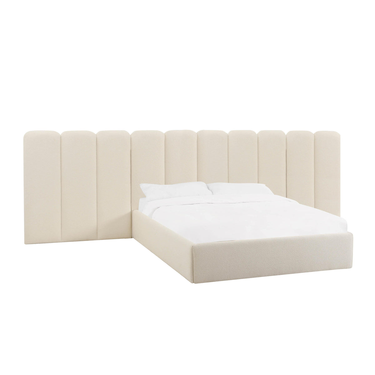 TOV Furniture Modern Palani Cream Boucle King Bed with Wings - TOV-B68746-WINGS