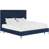 TOV Furniture Modern Delilah Navy Textured Velvet Bed in Queen - TOV-B99-Minimal & Modern
