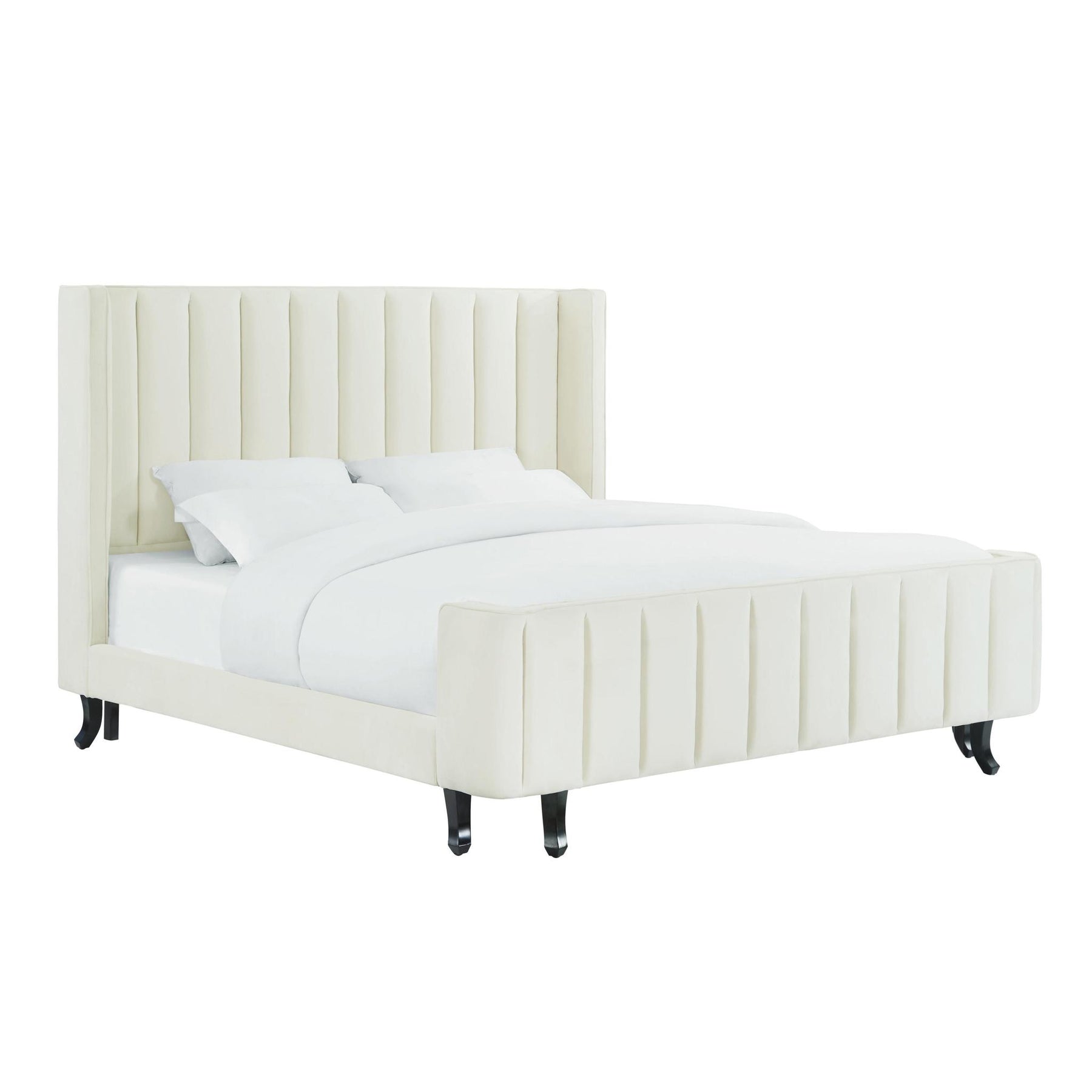 TOV Furniture Modern Waverly Cream Velvet Bed in King - TOV-B93