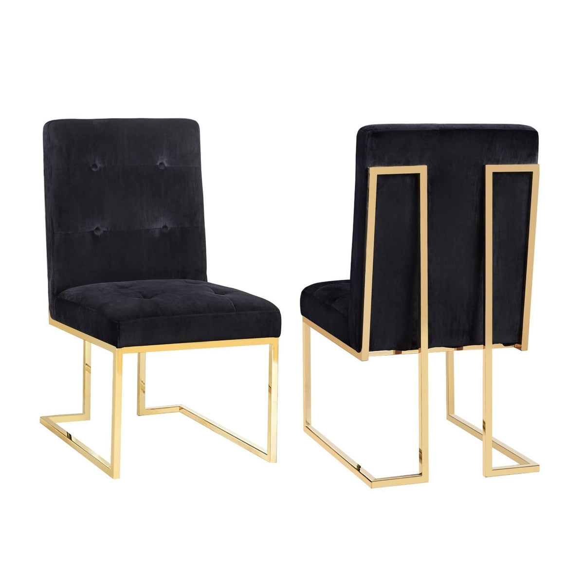 TOV Furniture Modern Akiko Black Velvet Chair - Set of 2 - TOV-D2052