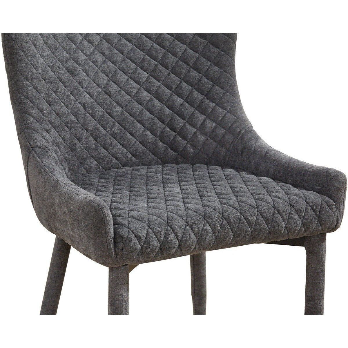 TOV Furniture Edna Concrete Table + 6 Draco Grey Velvet Side Chairs