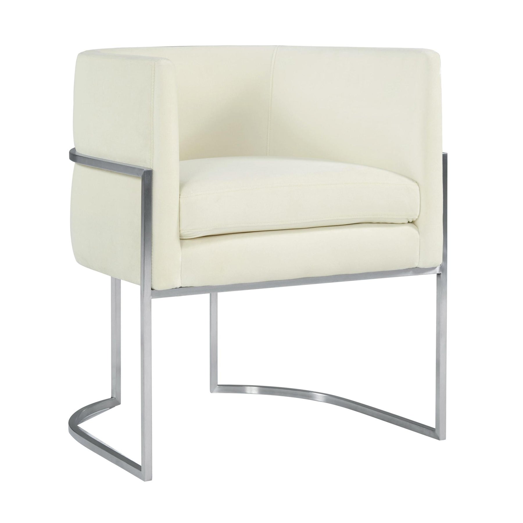 TOV Furniture Modern Giselle Cream Velvet Dining Chair Silver Leg - TOV-D6302