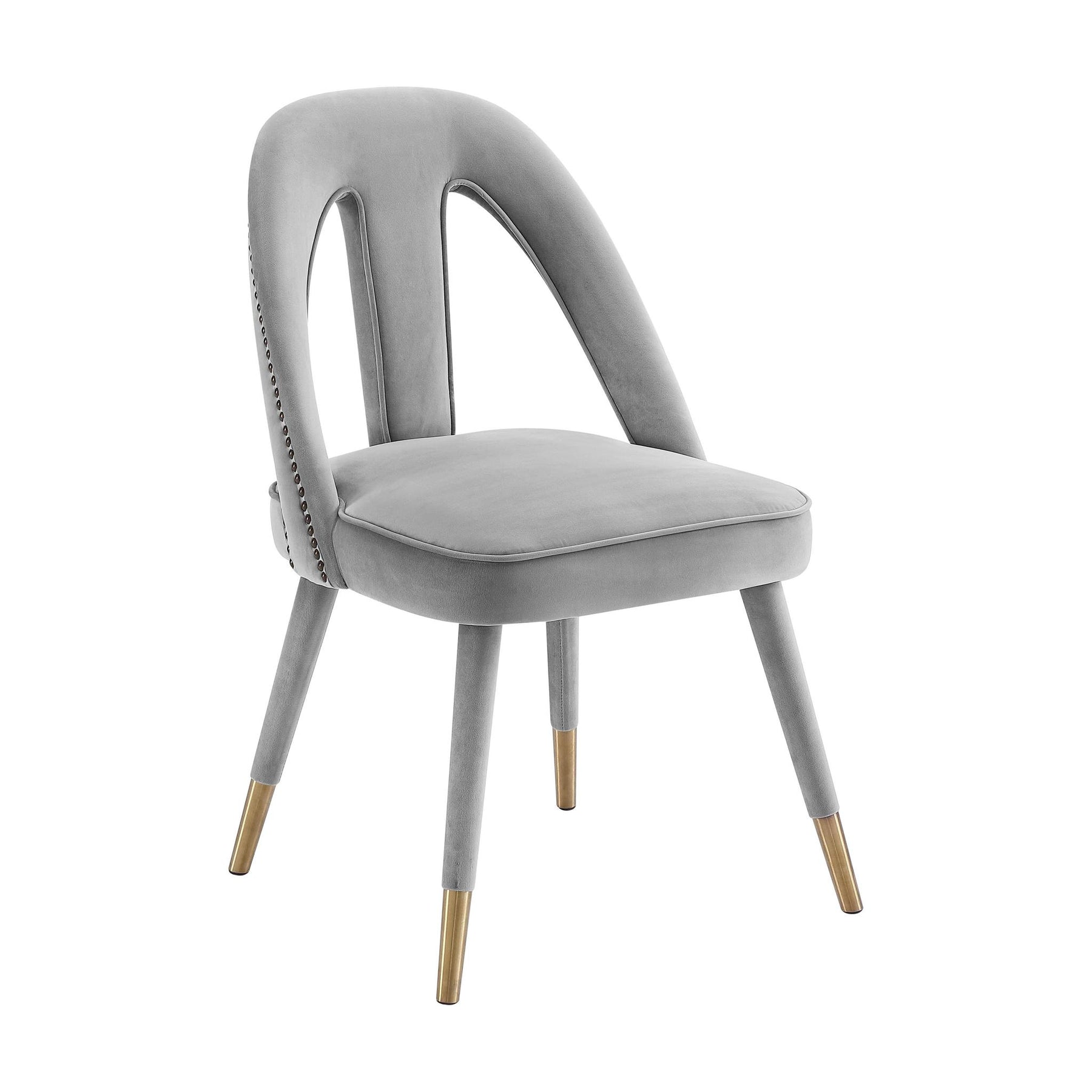 TOV Furniture Modern Petra Light Grey Velvet Side Chair - TOV-D6363