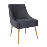 TOV Furniture Modern Beatrix Pleated Grey Velvet Side Chair - TOV-D6394