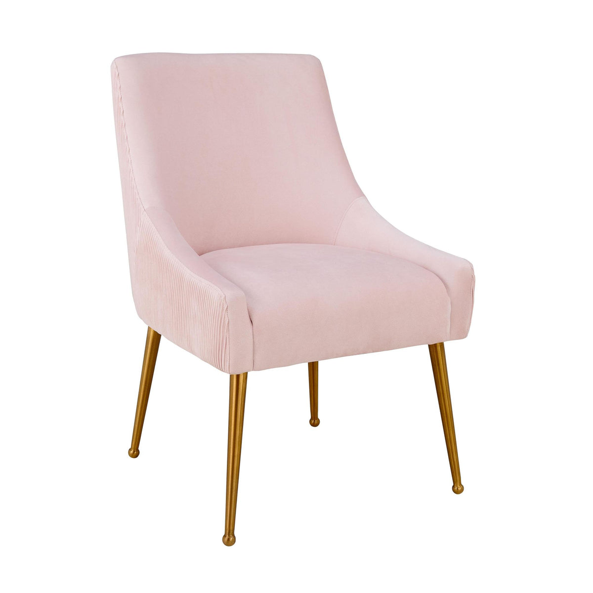TOV Furniture Modern Beatrix Pleated Blush Velvet Side Chair - TOV-D6396