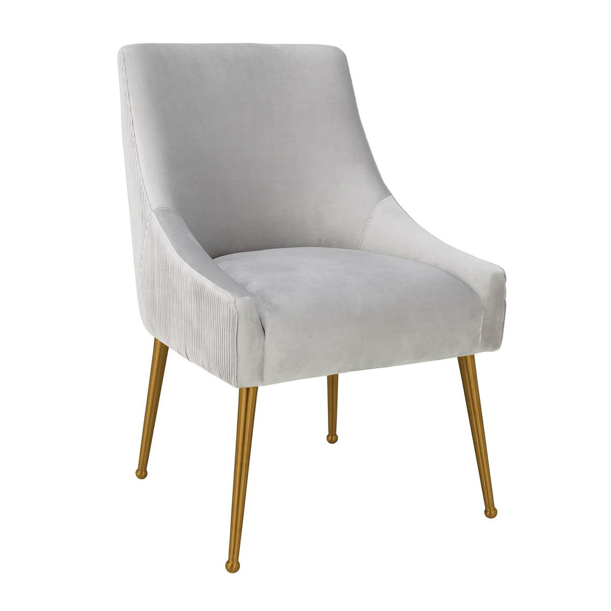 TOV Furniture Modern Beatrix Pleated Light Grey Velvet Side Chair - TOV-D6438