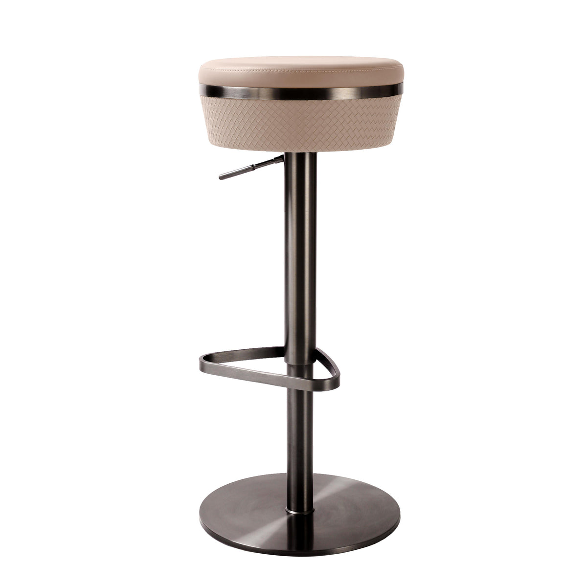 TOV Furniture Modern Astro Cafe au Lait Woven Vegan Leather Adjustable Stool - TOV-D68620