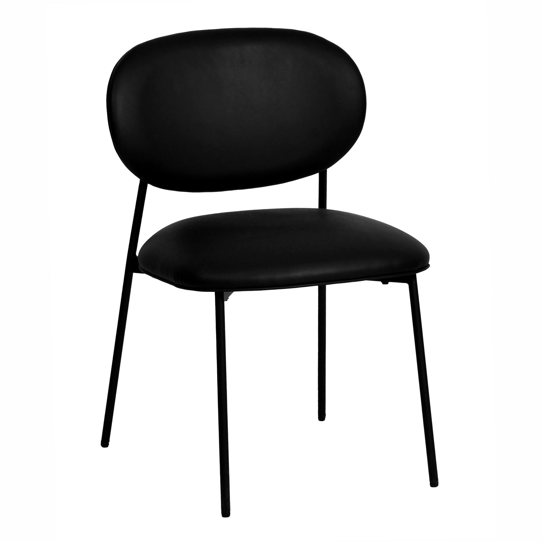 TOV Furniture Modern McKenzie Black Vegan Leather Stackable Dining Chair - Set of 2 - TOV-D68700