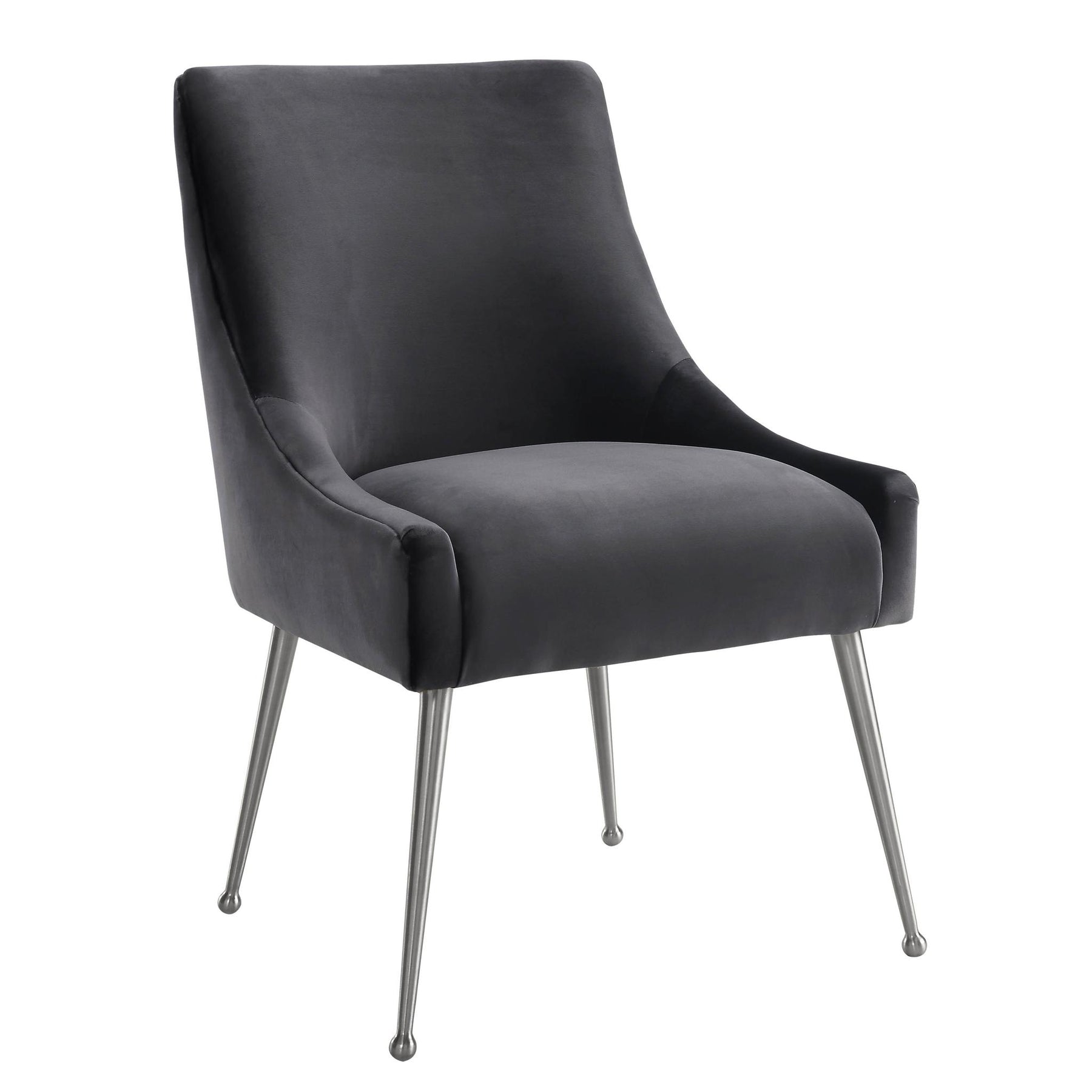 TOV Furniture Modern Beatrix Grey Velvet Side Chair with Silver Leg - TOV-D7235