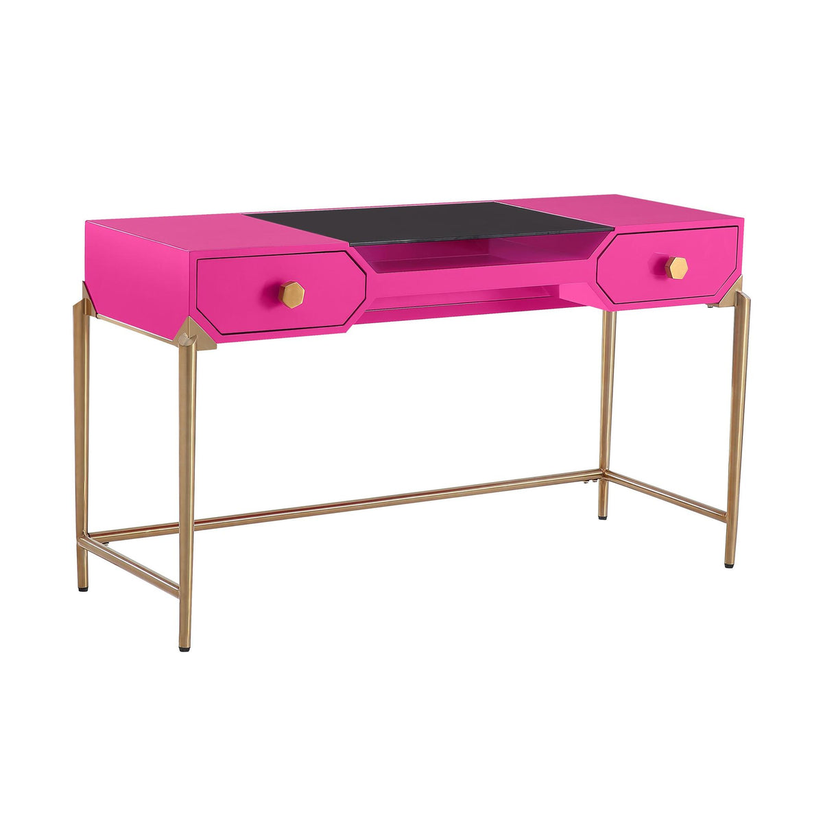 TOV Furniture Modern Bajo Pink Lacquer Desk - TOV-H5528
