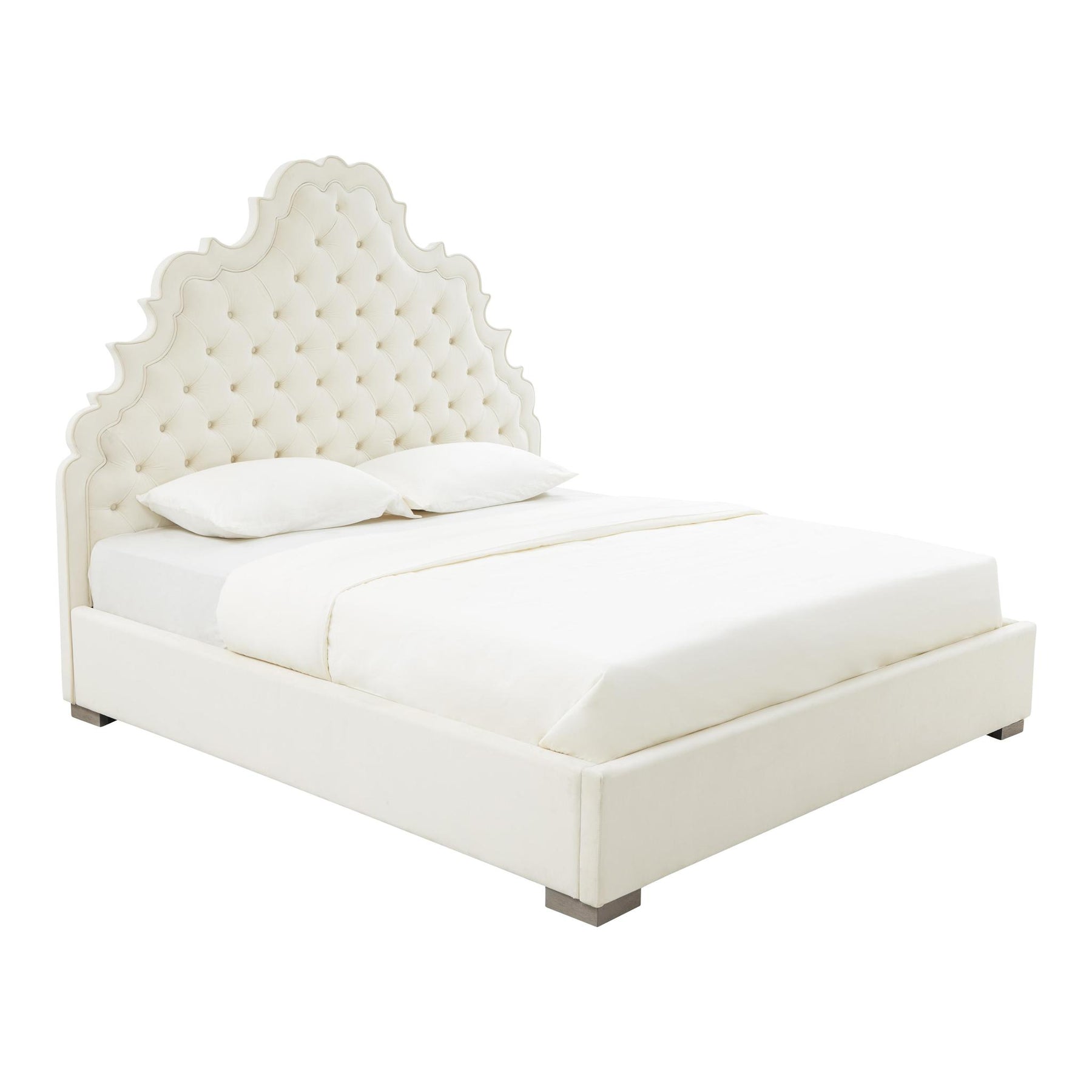 TOV Furniture Modern Carolina Cream Velvet Bed in King - TOV-IHB68218