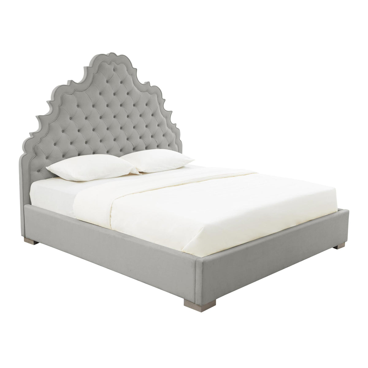 TOV Furniture Modern Carolina Grey Velvet Bed in Queen - TOV-IHB68219