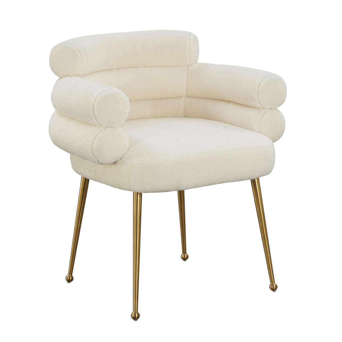 TOV Furniture Modern Dente Cream Faux Sheepskin Dining Chair - TOV-IHD68508